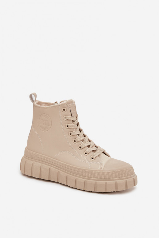 calentamiento Zapatos de ocio con una plataforma de cuero ecológico Big Star SS274535 beige