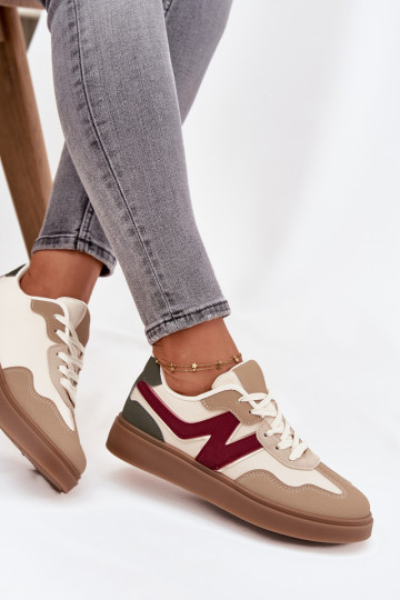 zapatillas deportivas bajas para mujer de eco cuero color arena "Givelle"