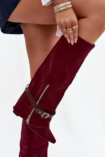 botas de mujer Un modelo convincente con tacones con tacones decorados borgoña Jolivine
