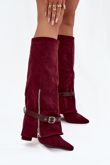 botas de mujer Un modelo convincente con tacones con tacones decorados borgoña Jolivine 2