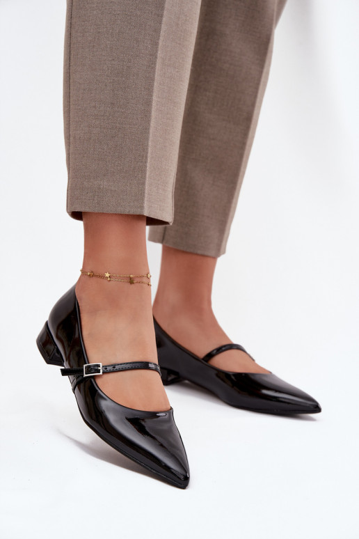 Bailarinas lacadas Activado Sutilm Obcasie con correas de color negro Isvella Bailarinas lacadas Activado Sutilm Obcasie con correas de color negro Isvella