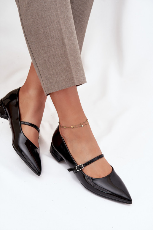 Bailarinas lacadas Activado Sutilm Obcasie con correas de color negro Isvella Bailarinas lacadas Activado Sutilm Obcasie con correas de color negro Isvella