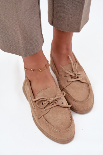 zapatos Mocasines apartamento de mujeres con detalles elegantes beige Zalina