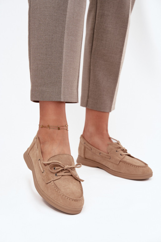 zapatos Mocasines apartamento de mujeres con detalles elegantes beige Zalina