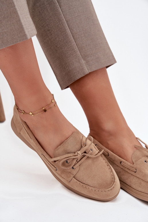 zapatos Mocasines apartamento de mujeres con detalles elegantes beige Zalina