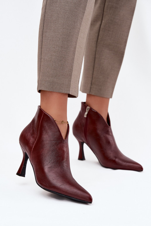 con efecto barniz zapatos de tacón bajo para mujer con tacones finos borgoña Jolivra