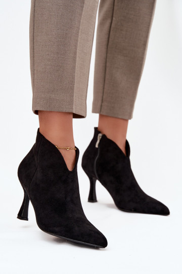 zapatos de tacón bajo para mujer con tacones finos de gamuza ecológicaoAe de color negro Jolivra