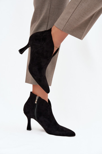 zapatos de tacón bajo para mujer con tacones finos de gamuza ecológicaoAe de color negro Jolivra 2