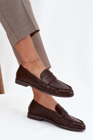 zapatos Mocasines Femenino de cuero ecológico color marrón Lilith