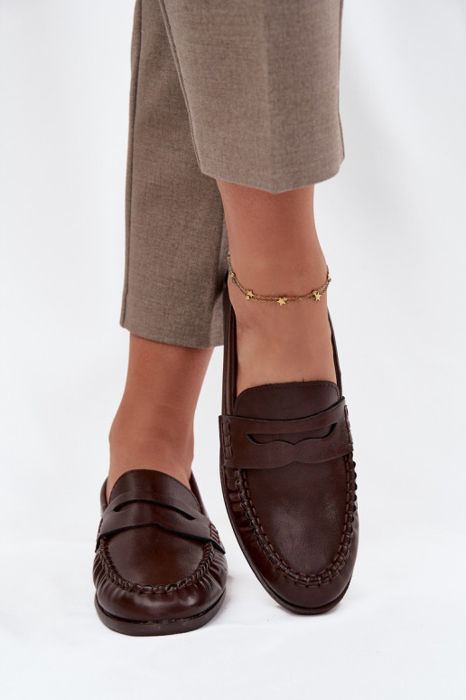 zapatos Mocasines Femenino de cuero ecológico color marrón Lilith