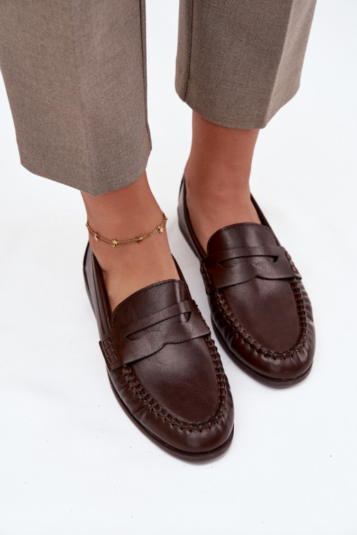 zapatos Mocasines Femenino de cuero ecológico color marrón Lilith