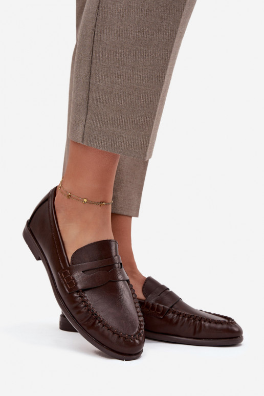 zapatos Mocasines Femenino de cuero ecológico color marrón Lilith