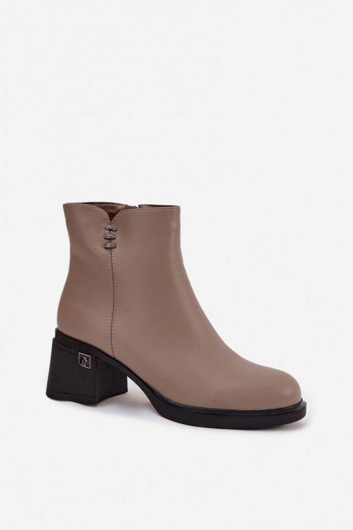 Piel calentamiento Botas de mujer reloj Vinceza 91159 beige Piel calentamiento Botas de mujer reloj Vinceza 91159 beige