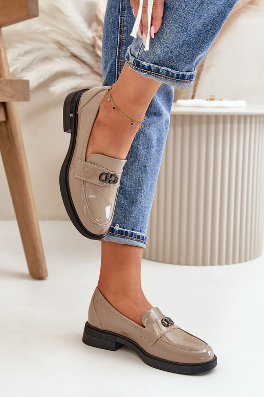 Mocasines de cuero lustrado color...