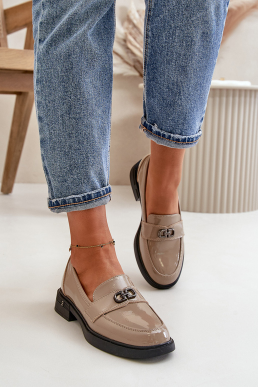 Mocasines de cuero lustrado color...