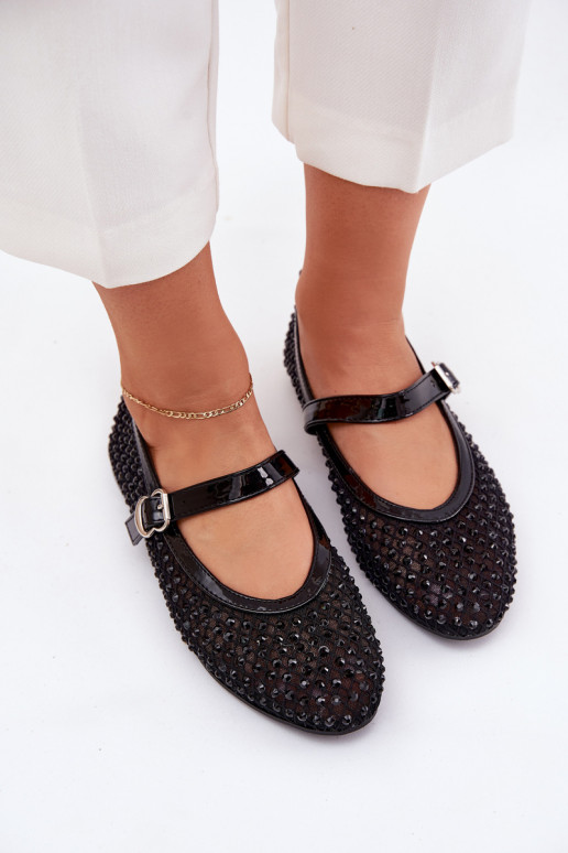 Decorado bailarinas Femenino con correas I con hebillas de color negro Avirae Decorado bailarinas Femenino con correas I con hebillas de color negro Avirae