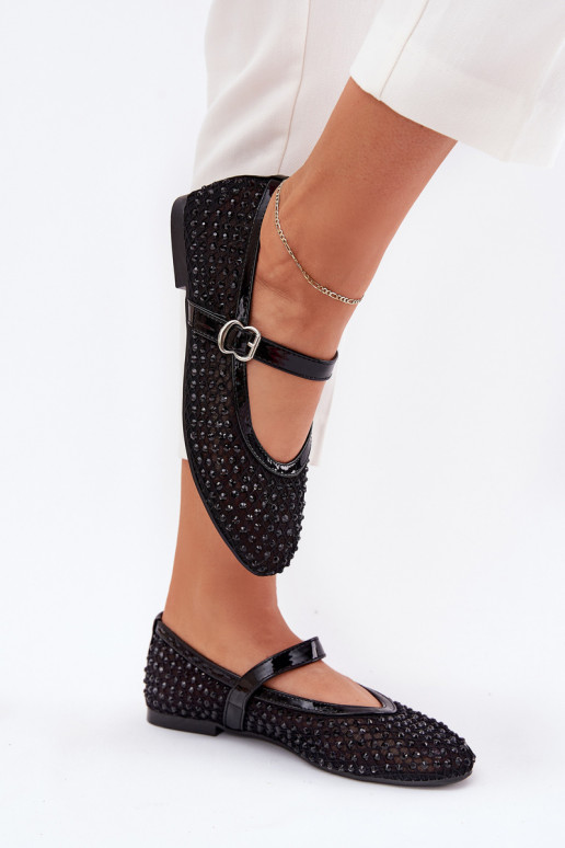 Decorado bailarinas Femenino con correas I con hebillas de color negro Avirae Decorado bailarinas Femenino con correas I con hebillas de color negro Avirae