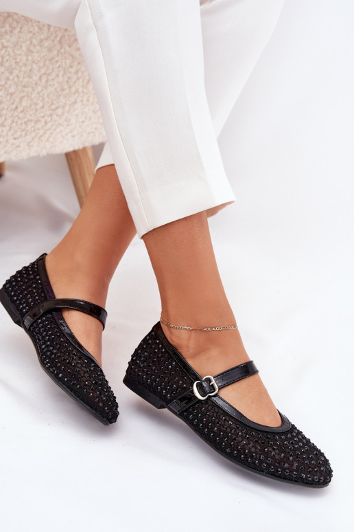 Decorado bailarinas Femenino con correas I con hebillas de color negro Avirae Decorado bailarinas Femenino con correas I con hebillas de color negro Avirae