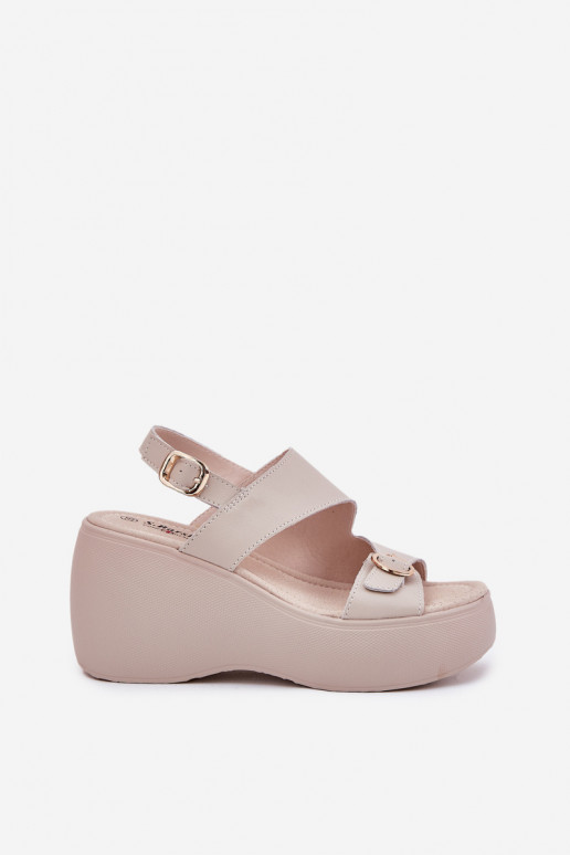 Sandalias de mujer Femenino en una cuña y plataforma S.Barski LR51-540 beige Sandalias de mujer Femenino en una cuña y plataforma S.Barski LR51-540 beige