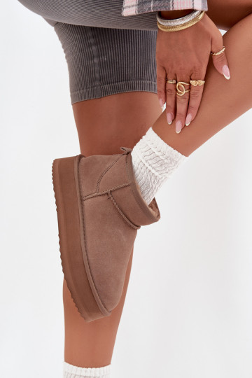 Botas de nieve de ante para mujeres con plataforma Vinceza 97962 color arena