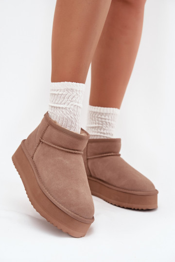 Botas de nieve de ante para mujeres con plataforma Vinceza 97962 color arena 2