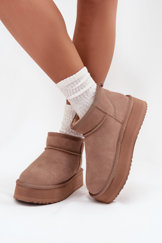 de gamuza Botas de nieve Femenino con una plataforma Vinceza 97962 beige de gamuza Botas de nieve Femenino con una plataforma Vinceza 97962 beige
