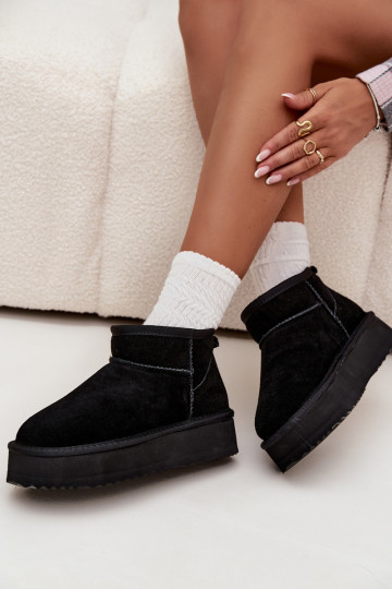 Botas de nieve de ante para mujeres con plataforma Vinceza 97962 color negro