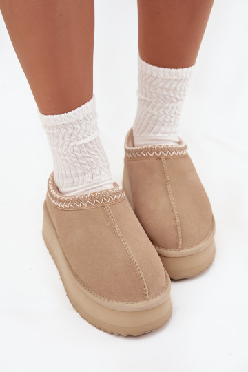 Bajo de gamuza Botas de nieve FemeninoHaftem con una plataforma Vinceza 97960 beige