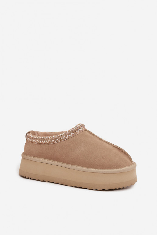 Bajo de gamuza Botas de nieve FemeninoHaftem con una plataforma Vinceza 97960 beige