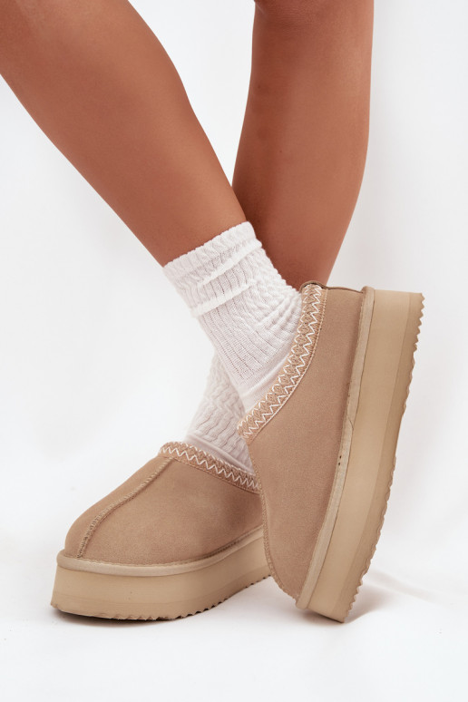 Bajo de gamuza Botas de nieve FemeninoHaftem con una plataforma Vinceza 97960 beige