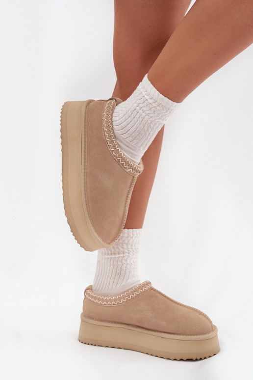 Bajo de gamuza Botas de nieve FemeninoHaftem con una plataforma Vinceza 97960 beige