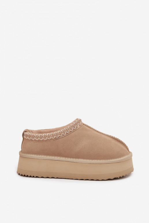 Bajo de gamuza Botas de nieve FemeninoHaftem con una plataforma Vinceza 97960 beige