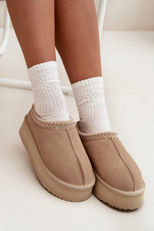 Bajo de gamuza Botas de nieve FemeninoHaftem con una plataforma Vinceza 97960 beige