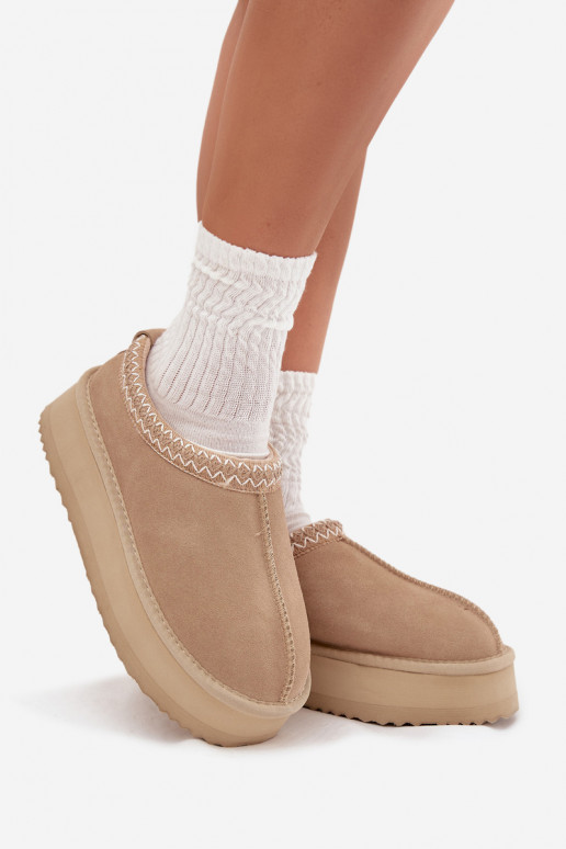 Bajo de gamuza Botas de nieve FemeninoHaftem con una plataforma Vinceza 97960 beige
