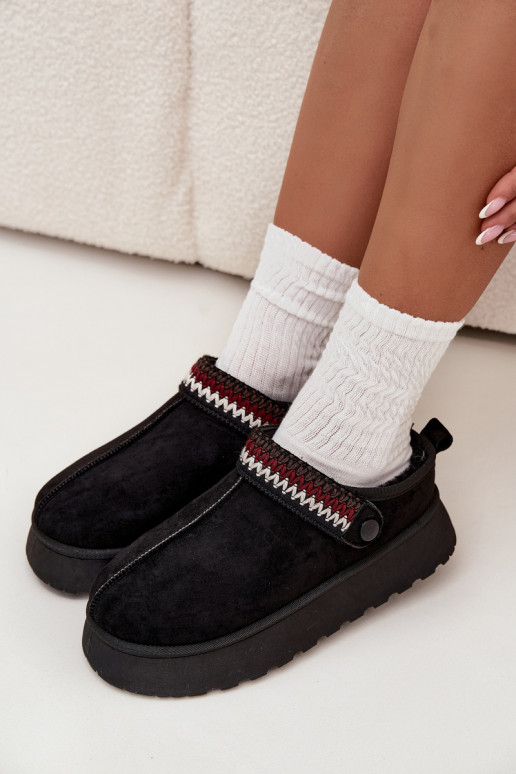 Botas de nieve baja de las mujeresRuchomym Tirasem I Haftem con una plataforma de color negro Lyrisse