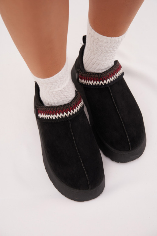 Botas de nieve baja de las mujeresRuchomym Tirasem I Haftem con una plataforma de color negro Lyrisse