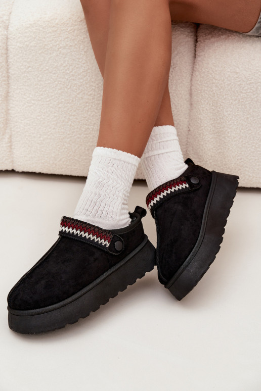 Botas de nieve baja de las mujeresRuchomym Tirasem I Haftem con una plataforma de color negro Lyrisse