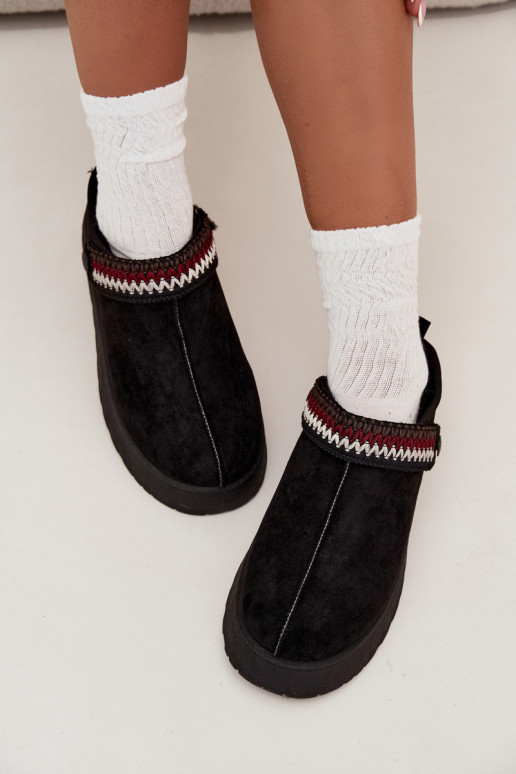 Botas de nieve baja de las mujeresRuchomym Tirasem I Haftem con una plataforma de color negro Lyrisse