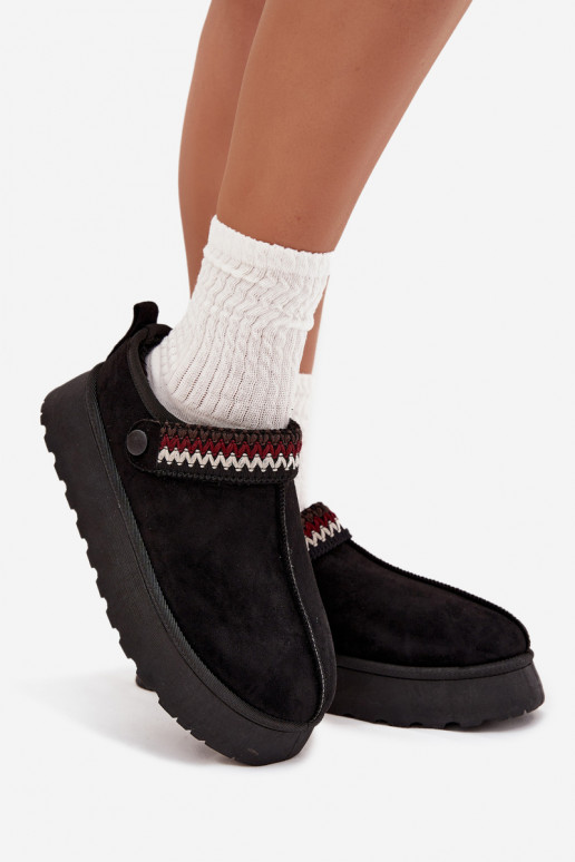 Botas de nieve baja de las mujeresRuchomym Tirasem I Haftem con una plataforma de color negro Lyrisse