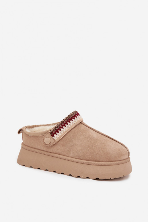 Botas de nieve baja de las mujeresRuchomym Tirasem I Haftem con una plataforma color marfil Lyrisse