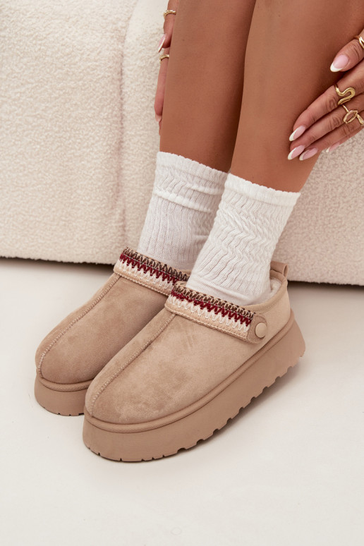 Botas de nieve baja de las mujeresRuchomym Tirasem I Haftem con una plataforma color marfil Lyrisse