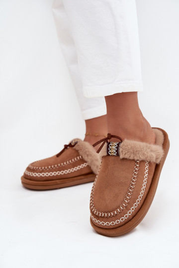 Zapatillas Femenino con un abrigo de piel I Haftem color marrón Perivelle