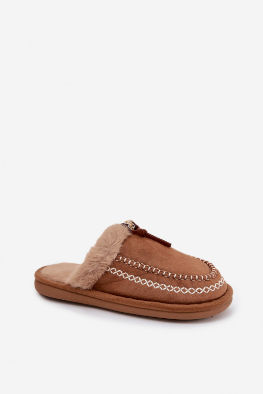 Zapatillas Femenino con un abrigo de piel I Haftem color marrón Perivelle