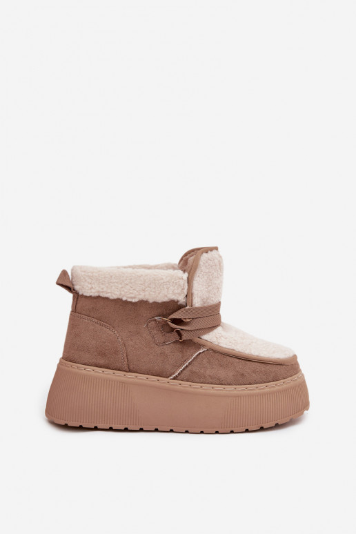 Botas de nieve Femenino con una plataforma con un abrigo de piel beige Florivelle Botas de nieve Femenino con una plataforma con un abrigo de piel beige Florivelle