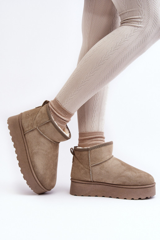 Botas de nieve Femenino con una plataforma calentamiento con pelo dentro color verde Xamella