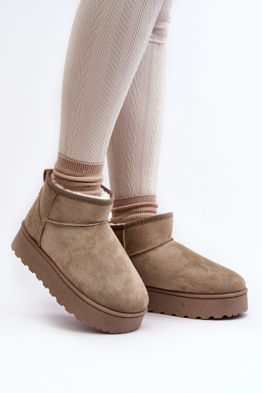 Botas de nieve Femenino con una plataforma calentamiento con pelo dentro color verde Xamella