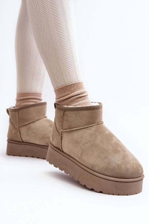 Botas de nieve Femenino con una plataforma calentamiento con pelo dentro color verde Xamella