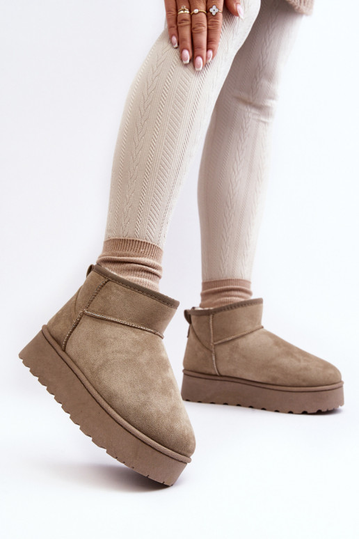 Botas de nieve Femenino con una plataforma calentamiento con pelo dentro color verde Xamella