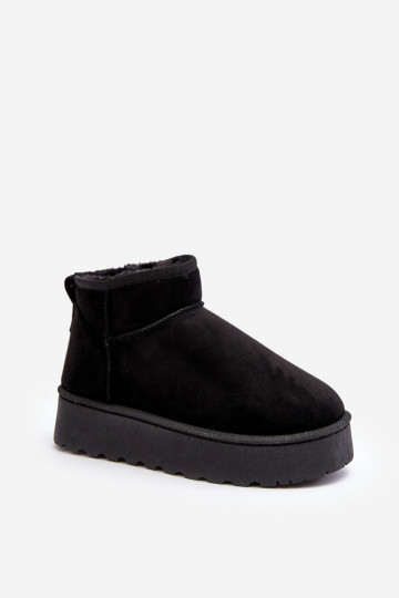 Botas de nieve Femenino con una plataforma calentamiento con pelo dentro de color negro Xamella