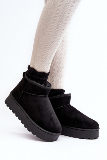 Botas de nieve Femenino con una plataforma calentamiento con pelo dentro de color negro Xamella 2